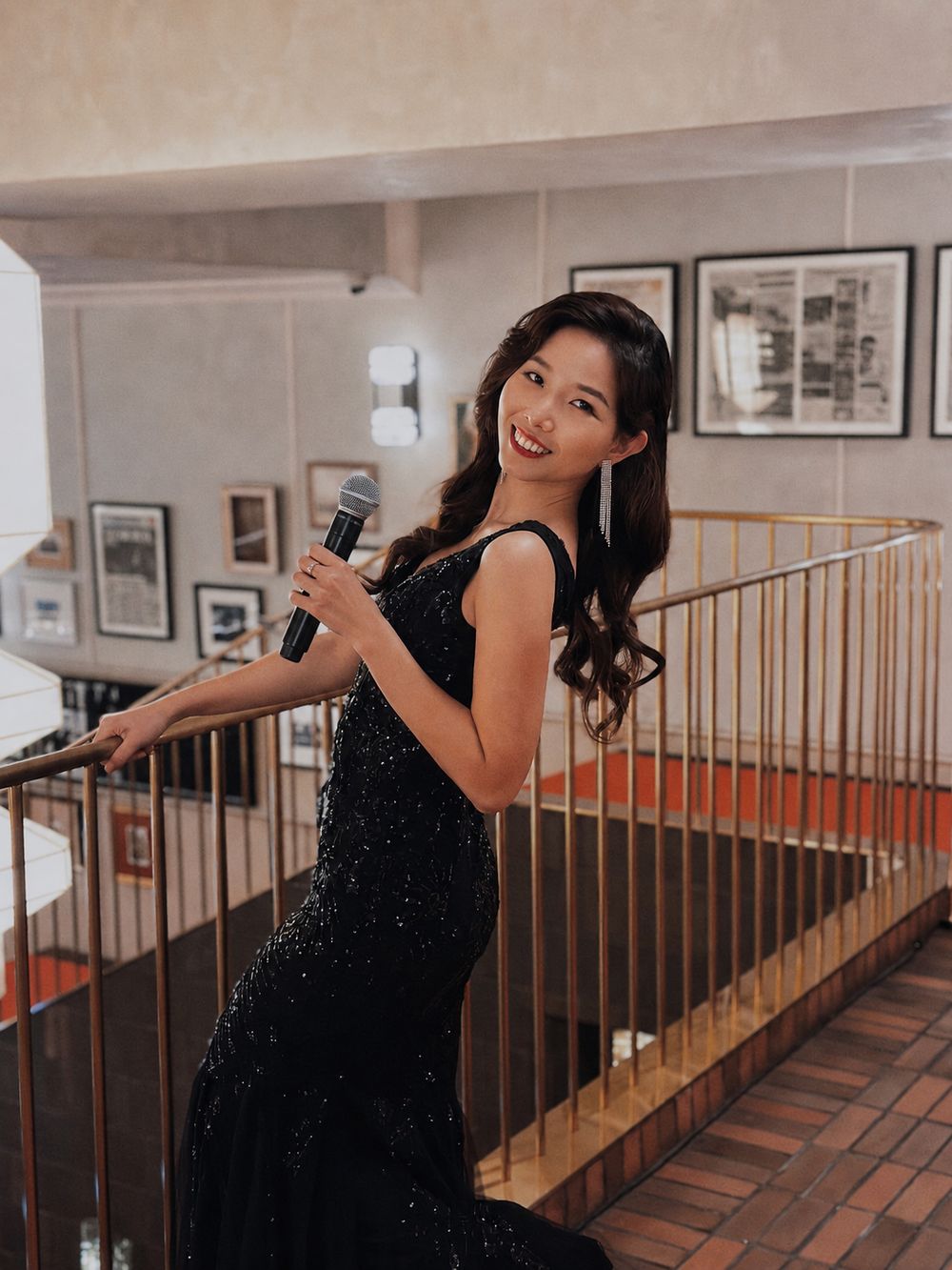 Shell hosting an annual dinner in an evening gown